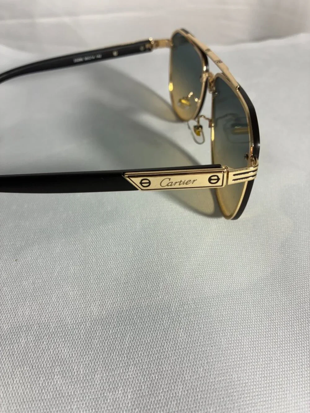 Cartier Santos Style Gold Aviator Sunglasses Gradient Lens Made in Italy